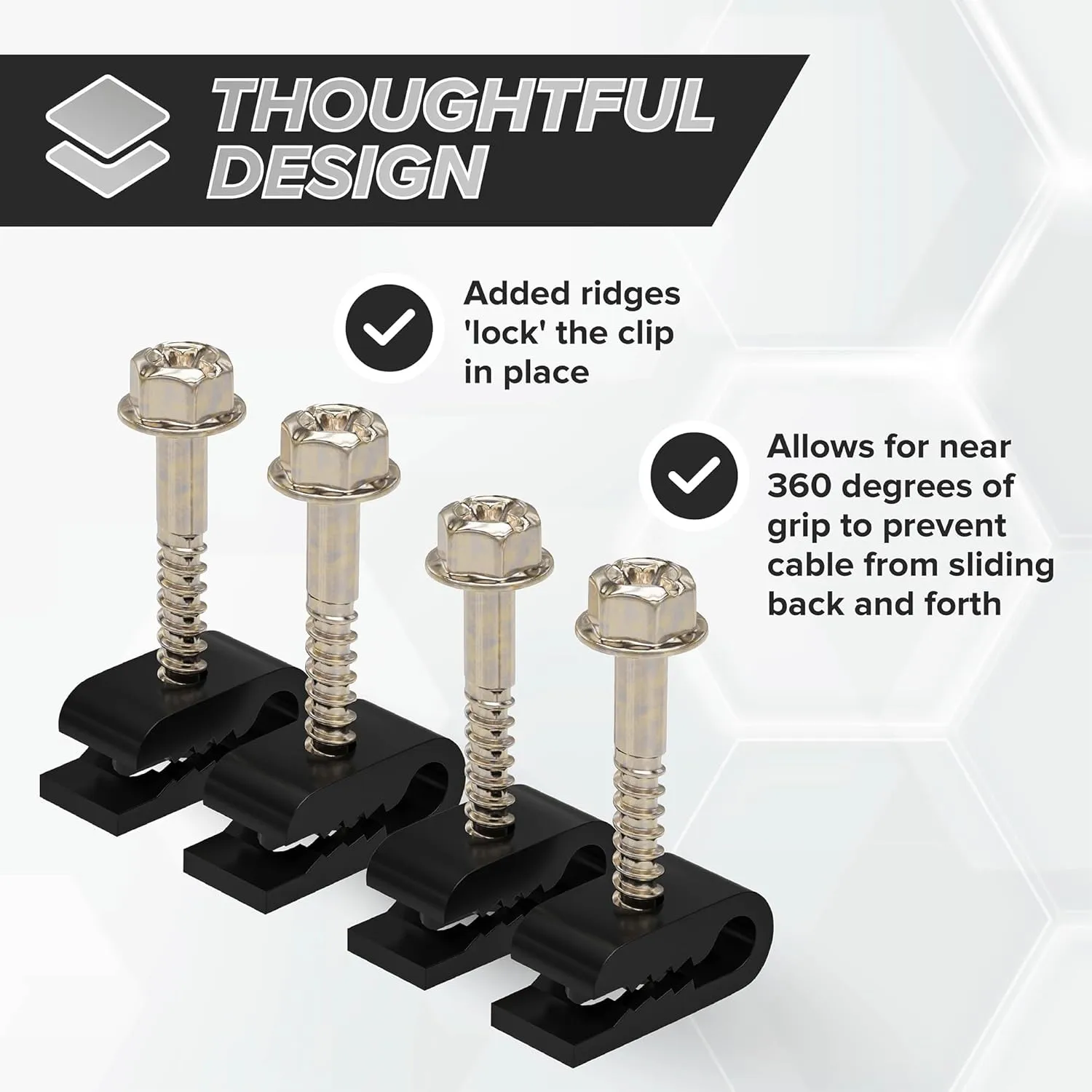THE CIMPLE CO - Mini Wire Cable Clips, Electrical Wire Cable Clip, 1/10 in (3 mm) Screw Clip and Fastener, Black (50 Pieces per Bag)