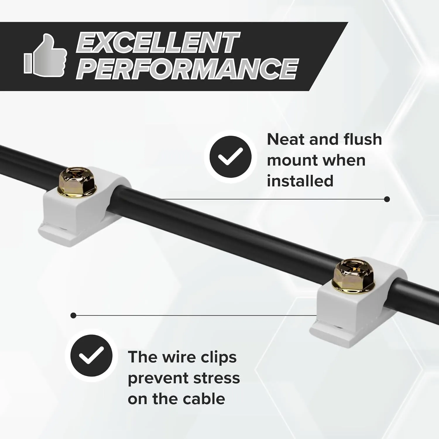 THE CIMPLE CO - Single Coaxial Cable Clips, Cat6, Electrical Wire Cable Clip, 1/4 in (6 mm) Screw Clip and Fastener, White (100 Pieces per Bag)