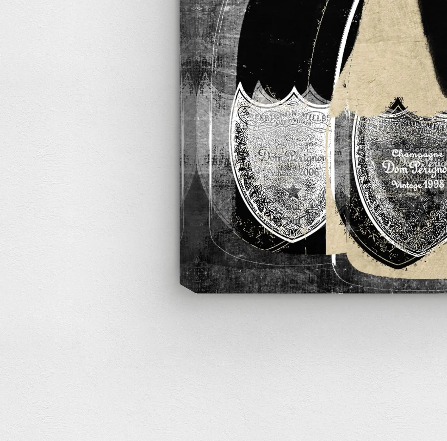The Oliver Gal Artist Co. Drinks and Spirits Wall Art Canvas Prints 'Dom Party Glam' Home Décor, 15 in x 10 in, Gold, Black