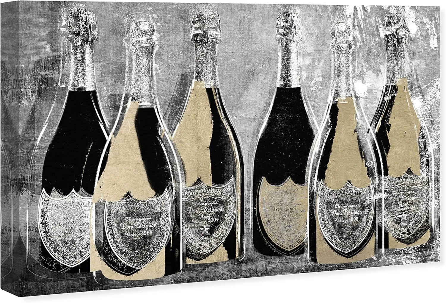 The Oliver Gal Artist Co. Drinks and Spirits Wall Art Canvas Prints 'Dom Party Glam' Home Décor, 15 in x 10 in, Gold, Black