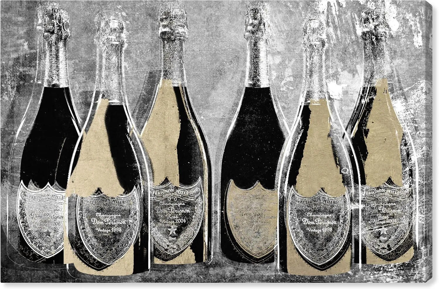 The Oliver Gal Artist Co. Drinks and Spirits Wall Art Canvas Prints 'Dom Party Glam' Home Décor, 15 in x 10 in, Gold, Black