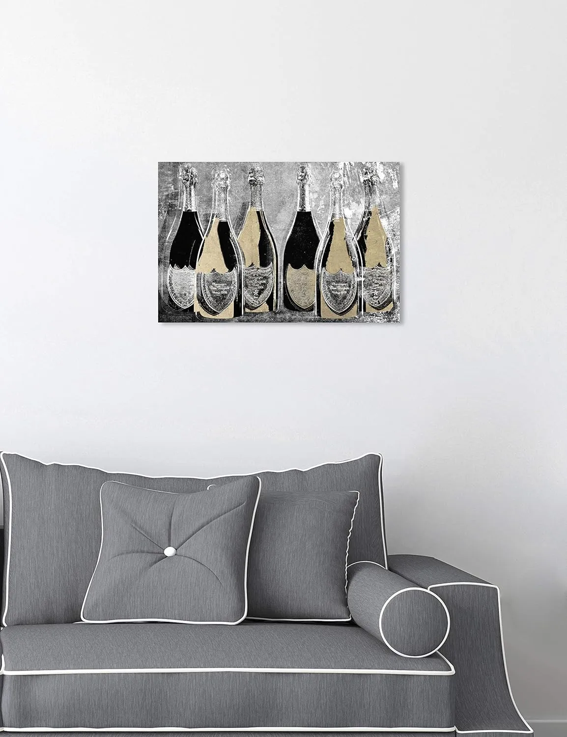 The Oliver Gal Artist Co. Drinks and Spirits Wall Art Canvas Prints 'Dom Party Glam' Home Décor, 15 in x 10 in, Gold, Black