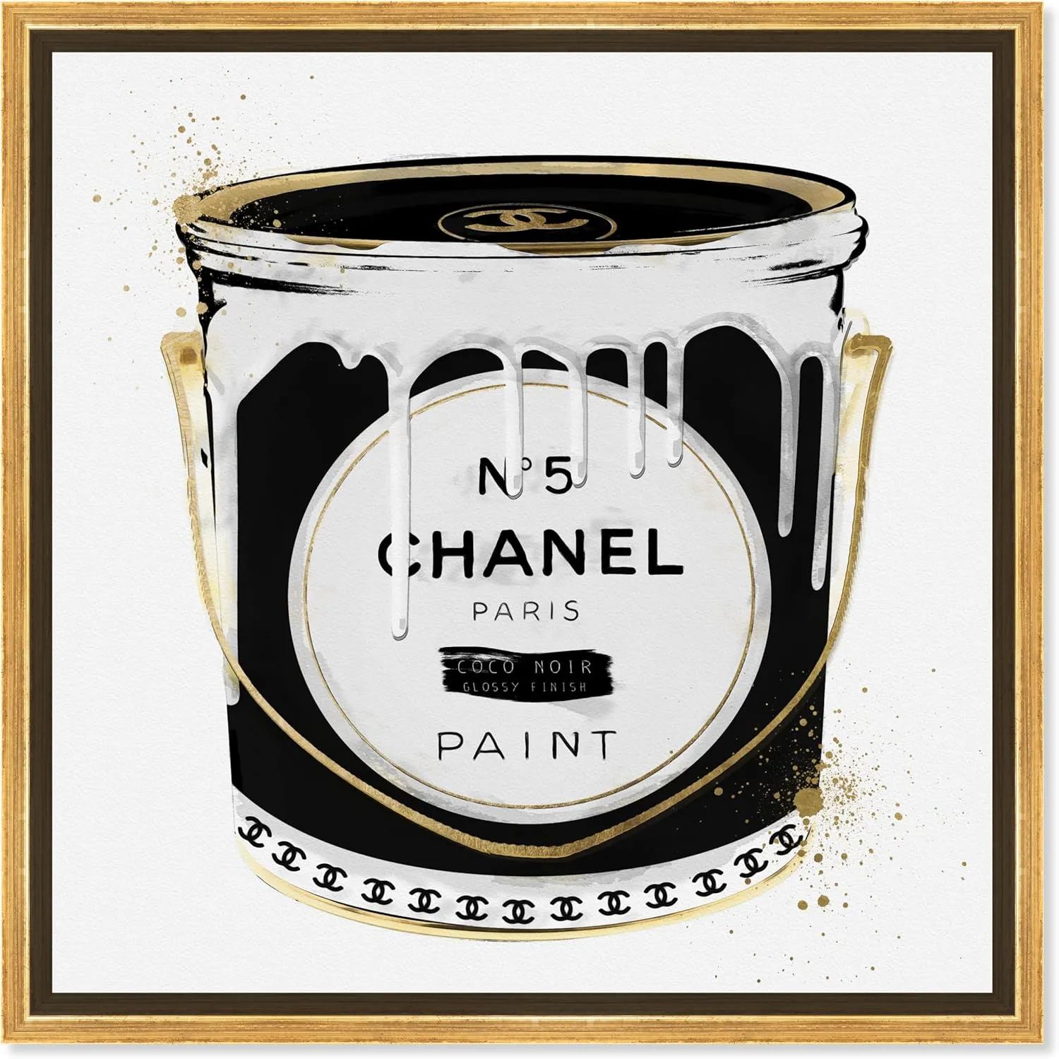 The Oliver Gal Artist Co. Fashion and Glam Framed Wall Art Canvas Prints 'Fashion Paint Noir' Cans, 24 in x 24 in, Black and White