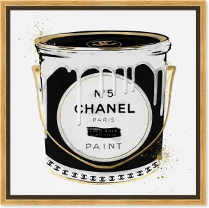 The Oliver Gal Artist Co. Fashion and Glam Framed Wall Art Canvas Prints 'Fashion Paint Noir' Cans, 24 in x 24 in, Black and White