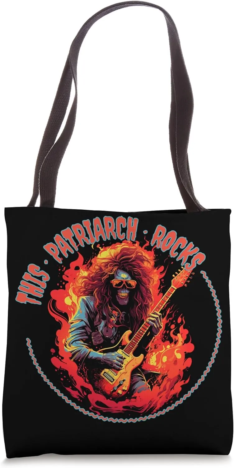 This Patriarch Rocks Funny Musician Tote Bag