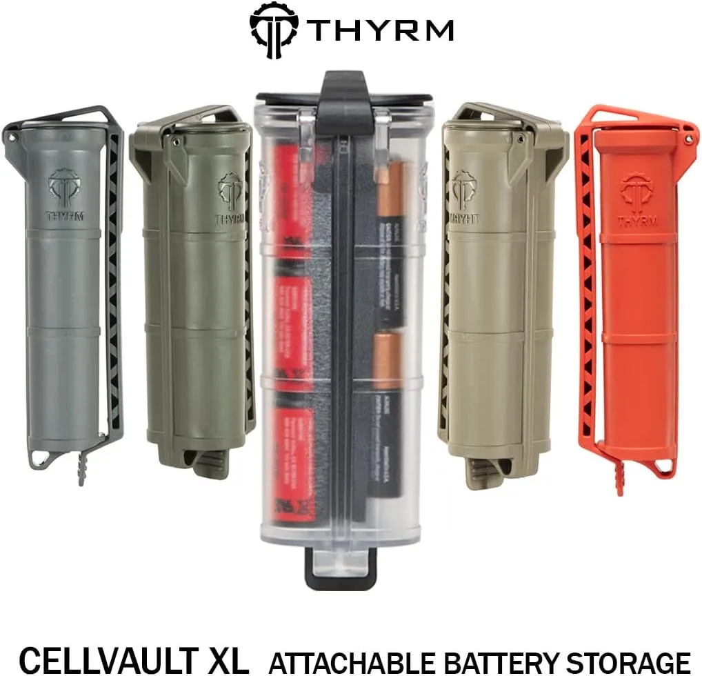 Thyrm CellVault XL Battery Storage Case for AA, AAA, CR123, 18650 Batteries, Survival Gear, Made in USA