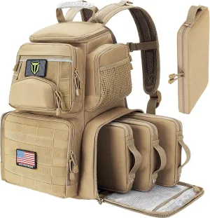 TIDEWE Tactical Range Backpack with Removable Divider, Handgun Backpack with 4 Pistol Case, Range Bag with Hard Glasses Case