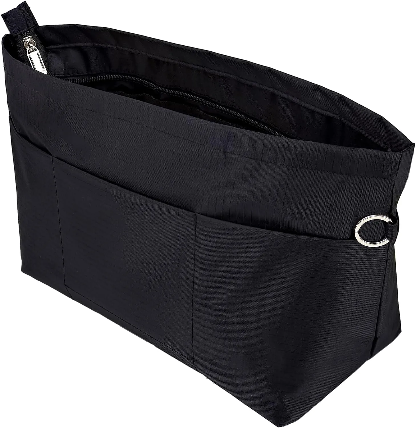Time Wing Handbag Tote Purse Organizer Insert Bag Liner Shaper Divider Zipper 11 Pockets Compartments Medium Black