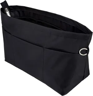 Time Wing Handbag Tote Purse Organizer Insert Bag Liner Shaper Divider Zipper 11 Pockets Compartments Medium Black