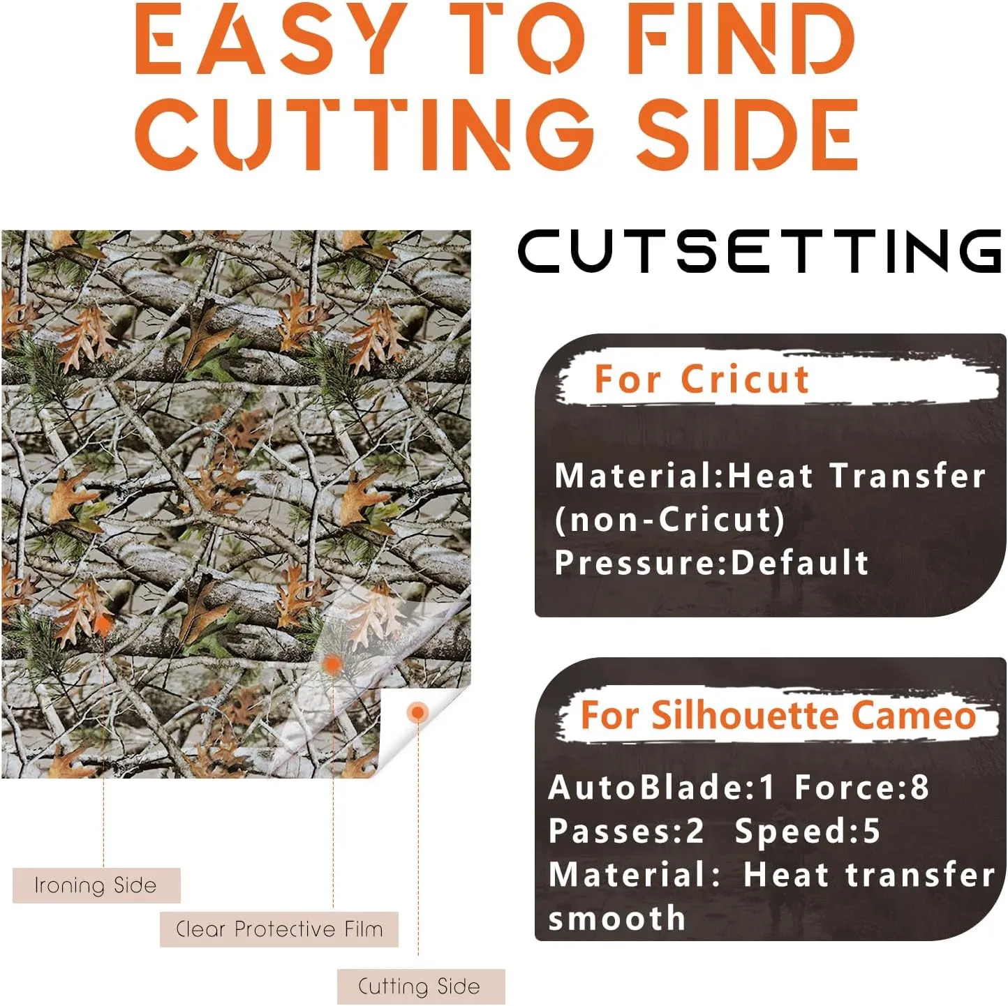 Tintnut Real Tree Heat Transfer Vinyl - 10 Sheets 10 x 12 Inch Camo Pattern Iron on Vinyl for Hunter Outdoor Camouflage Printed HTV DIY T-shirts Handbags Hat Pants Craft for Cricut or Silhouette Cameo