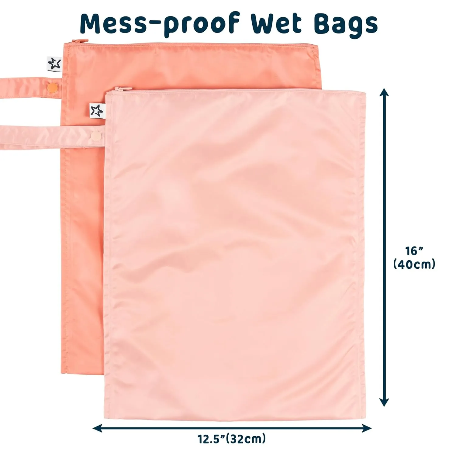 Tiny Twinkle Mess proof Waterproof Wet Dry Bag,2pk Reusable Wet Bags for Swimsuits&Baby Clothes,Leakproof Wet Bag,Waterproof Bag for Travel&Diaper bag,Wet Bags for Baby (Peach,Terracotta)
