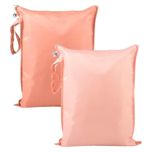 Tiny Twinkle Mess proof Waterproof Wet Dry Bag,2pk Reusable Wet Bags for Swimsuits&Baby Clothes,Leakproof Wet Bag,Waterproof Bag for Travel&Diaper bag,Wet Bags for Baby (Peach,Terracotta)