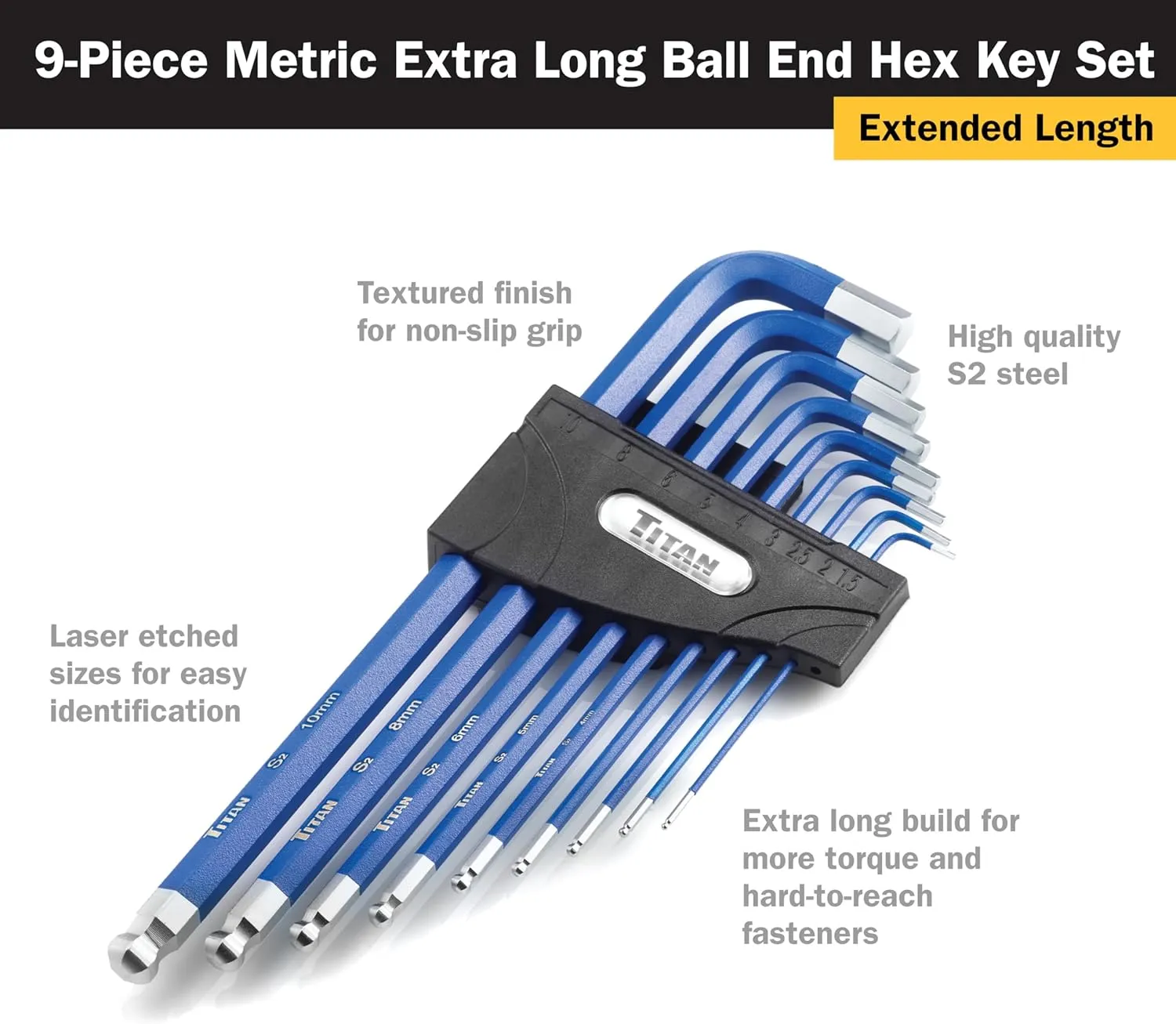 Titan 12764 22-Piece SAE and Metric Hex Key Set