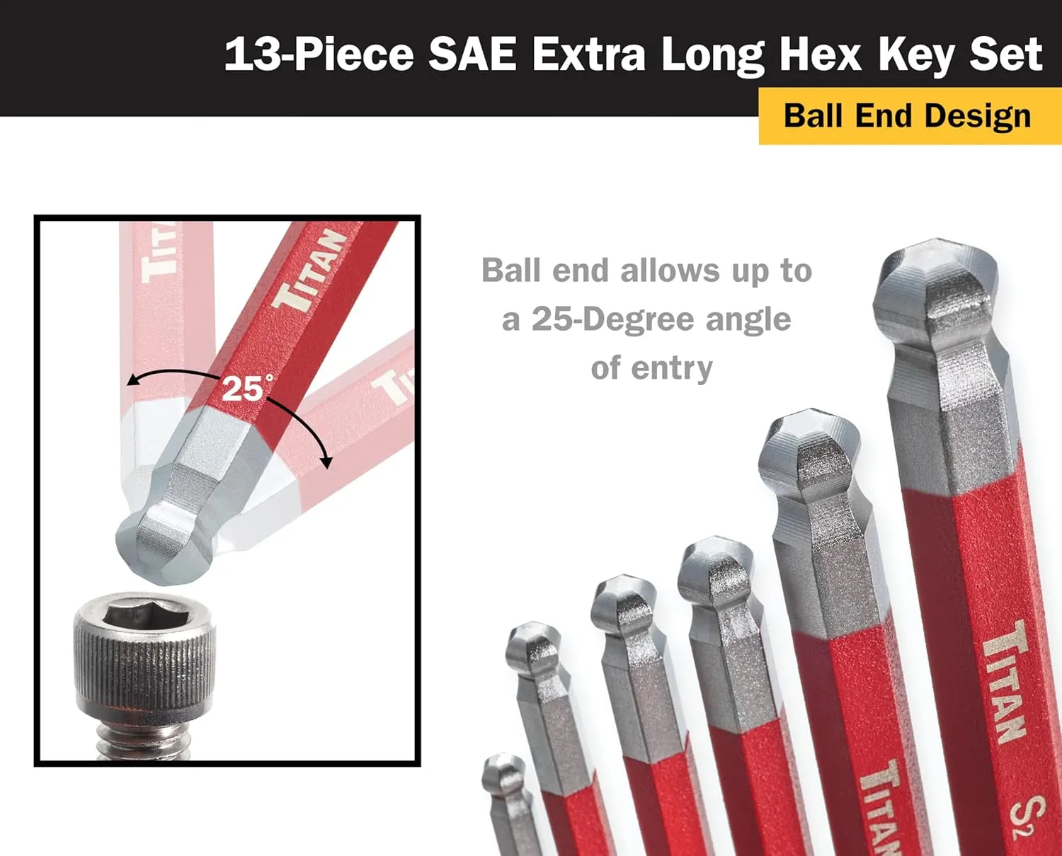Titan 12764 22-Piece SAE and Metric Hex Key Set