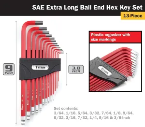 Titan 12764 22-Piece SAE and Metric Hex Key Set