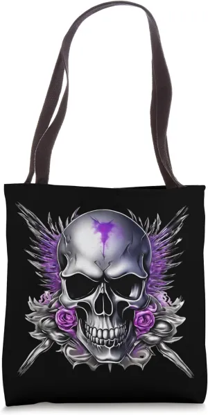 Titanium Punk Metal Rock and Roll Skulls Tote Bag