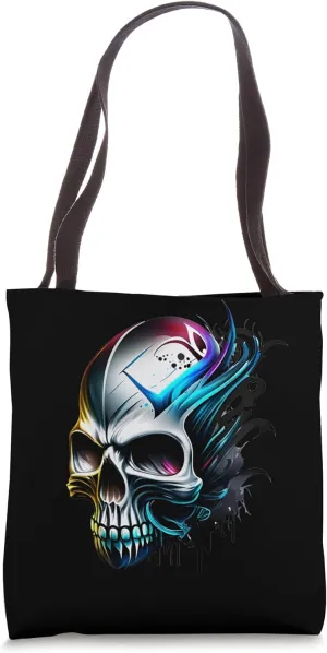 Titanium Skull Punk Rock Flame Goth Metal Tote Bag