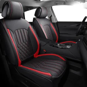 Tomatoman Seat Covers Compatible with Infiniti QX60 2014-2021 Durable Synthetic Leather Car Seat Protectors Easy Installation Airbag Safe Waterproof(2PCS Front/Black Red)