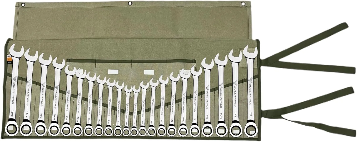 Tool Roll Organizer with 26 Pockets for Wrenches, Metric & SAE Durable Cotton Canvas, Roll-Up Tool Pouch for Mechanics, DIYers, & Electricians - Sand Washed Olive Drab (Tools Not Included)