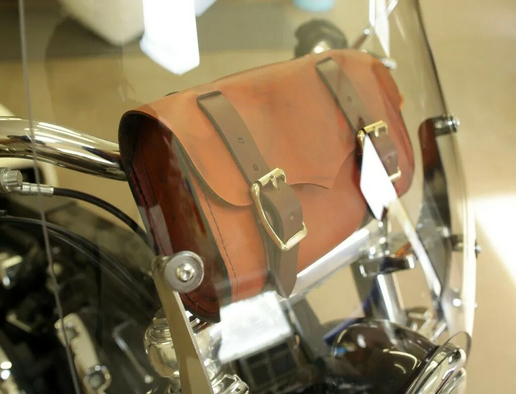 Tool Roll Saddle Bag Chopper Bobber Harley Sportster Nightster Dyna Brn Leather