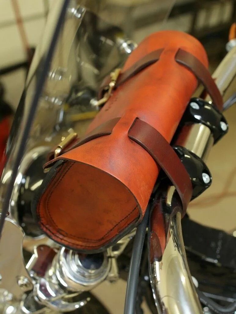 Tool Roll Saddle Bag Chopper Bobber Harley Sportster Nightster Dyna Brn Leather