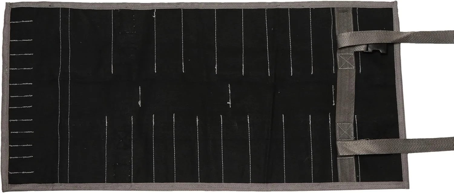 Tool Roll-Up Pouches for Wrenches Metric & Standard Tool Organizer & Roll Up Pouch Tool Bag Handmade 100% Cotton Canvas 35 Pocket - Coal Black - (Tools are not included)