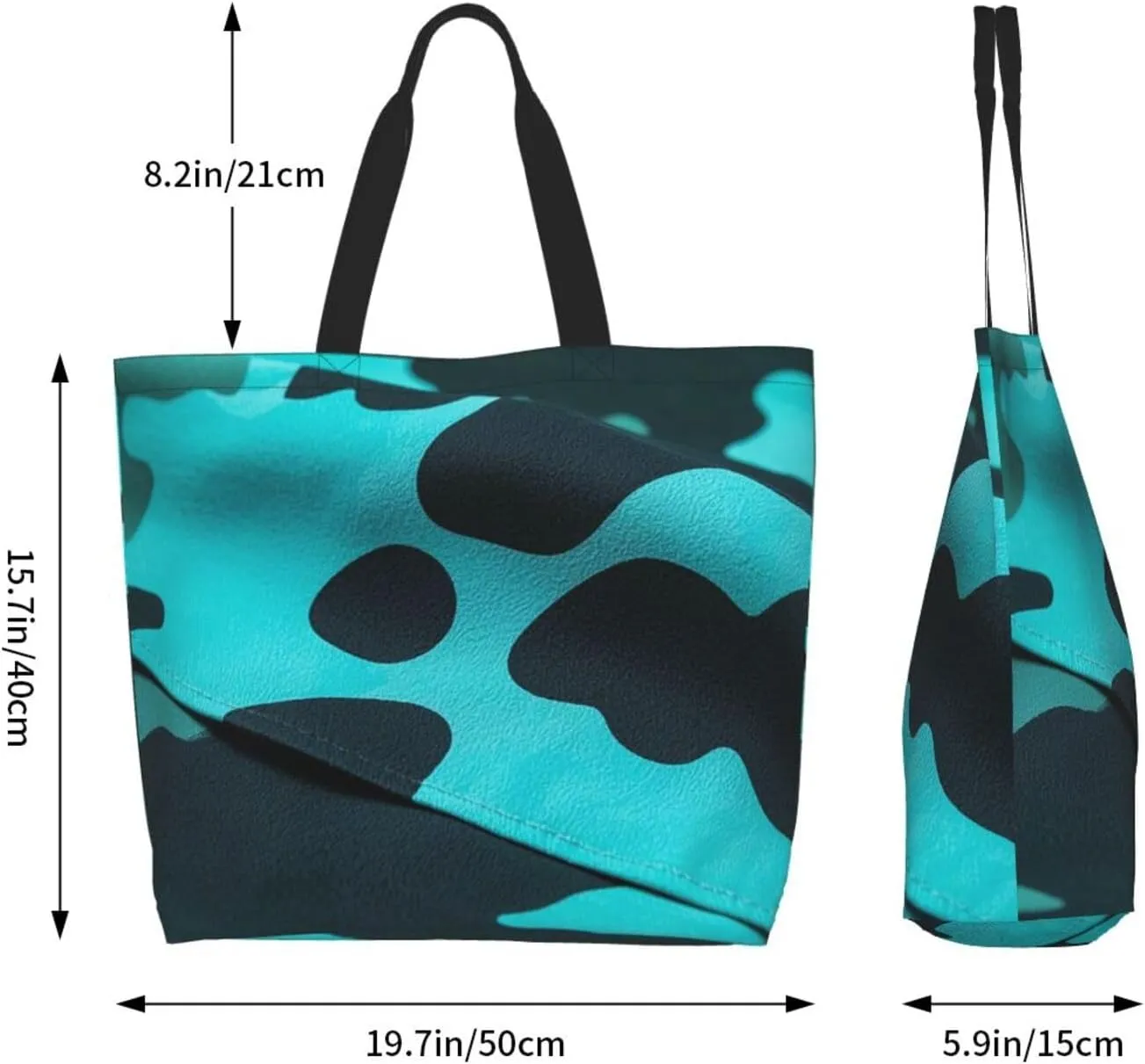Tote Bag for Women Turquoise Blue Gold Marble Grocery Bag Foldable Shopping Bags Reusable Large Tote Bag