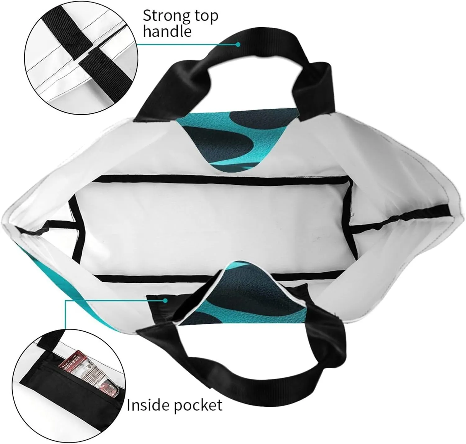 Tote Bag for Women Turquoise Blue Gold Marble Grocery Bag Foldable Shopping Bags Reusable Large Tote Bag