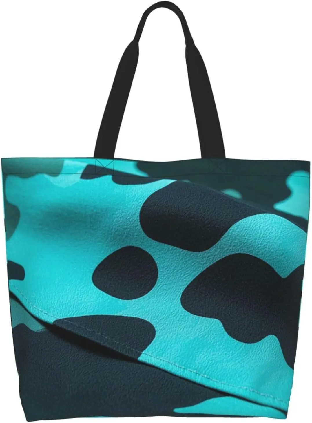 Tote Bag for Women Turquoise Blue Gold Marble Grocery Bag Foldable Shopping Bags Reusable Large Tote Bag