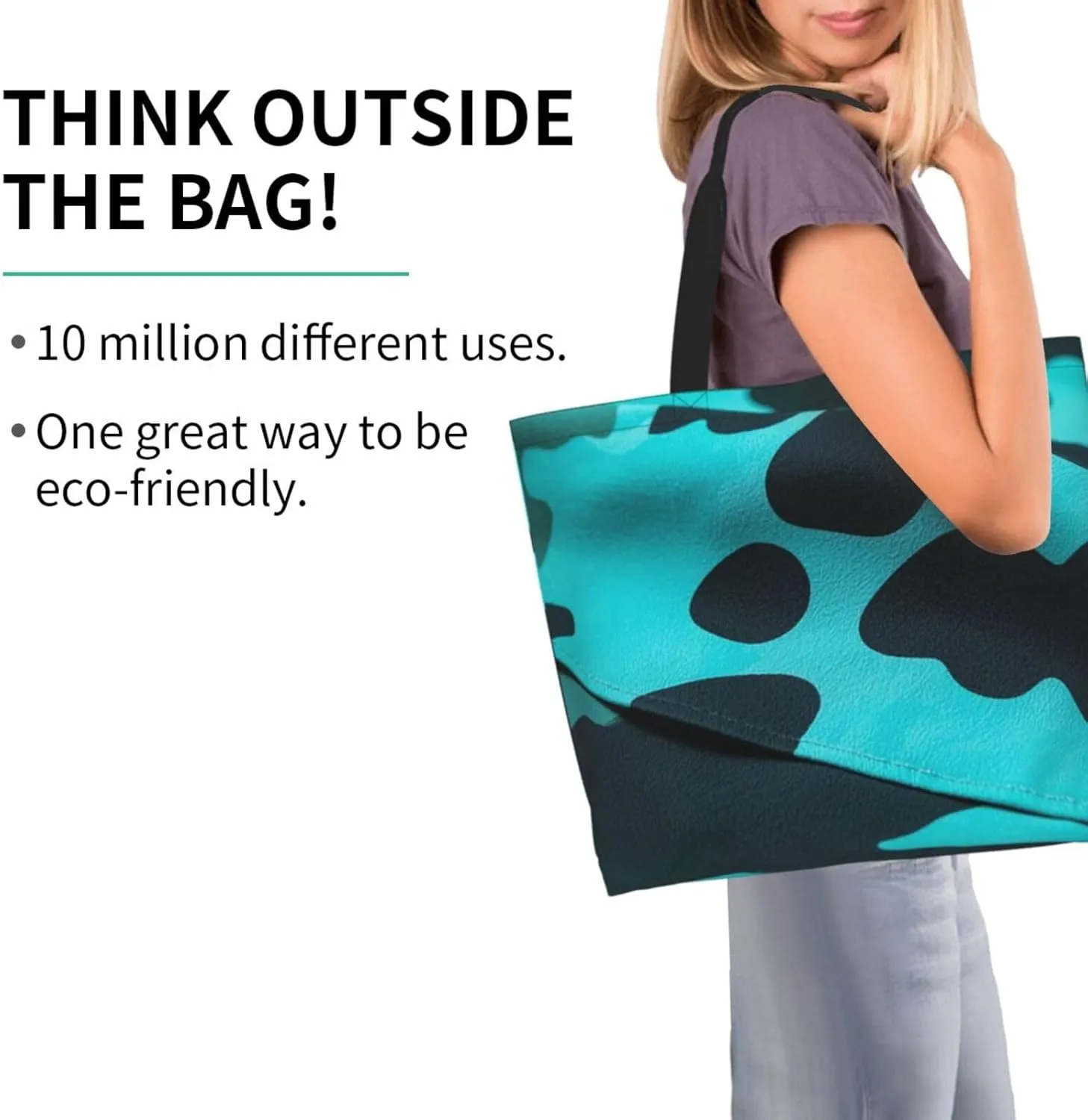 Tote Bag for Women Turquoise Blue Gold Marble Grocery Bag Foldable Shopping Bags Reusable Large Tote Bag