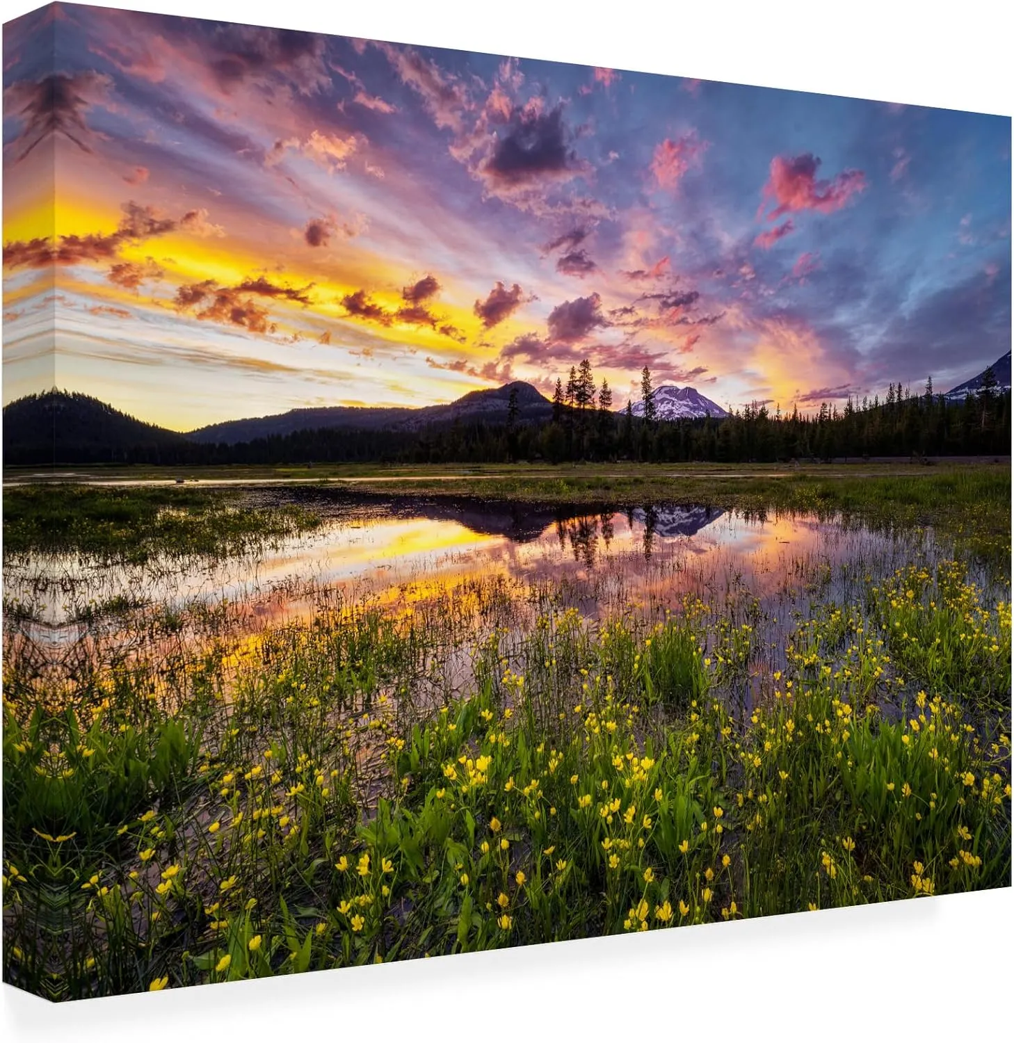Trademark Fine Art Canvas Wall Art - Dennis Frates 'South Sister Mountain And Sarks Lake' Wall Art for Living Room, Bedroom, or Office Décor