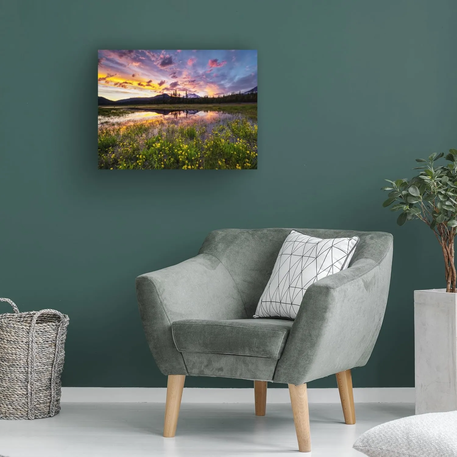 Trademark Fine Art Canvas Wall Art - Dennis Frates 'South Sister Mountain And Sarks Lake' Wall Art for Living Room, Bedroom, or Office Décor