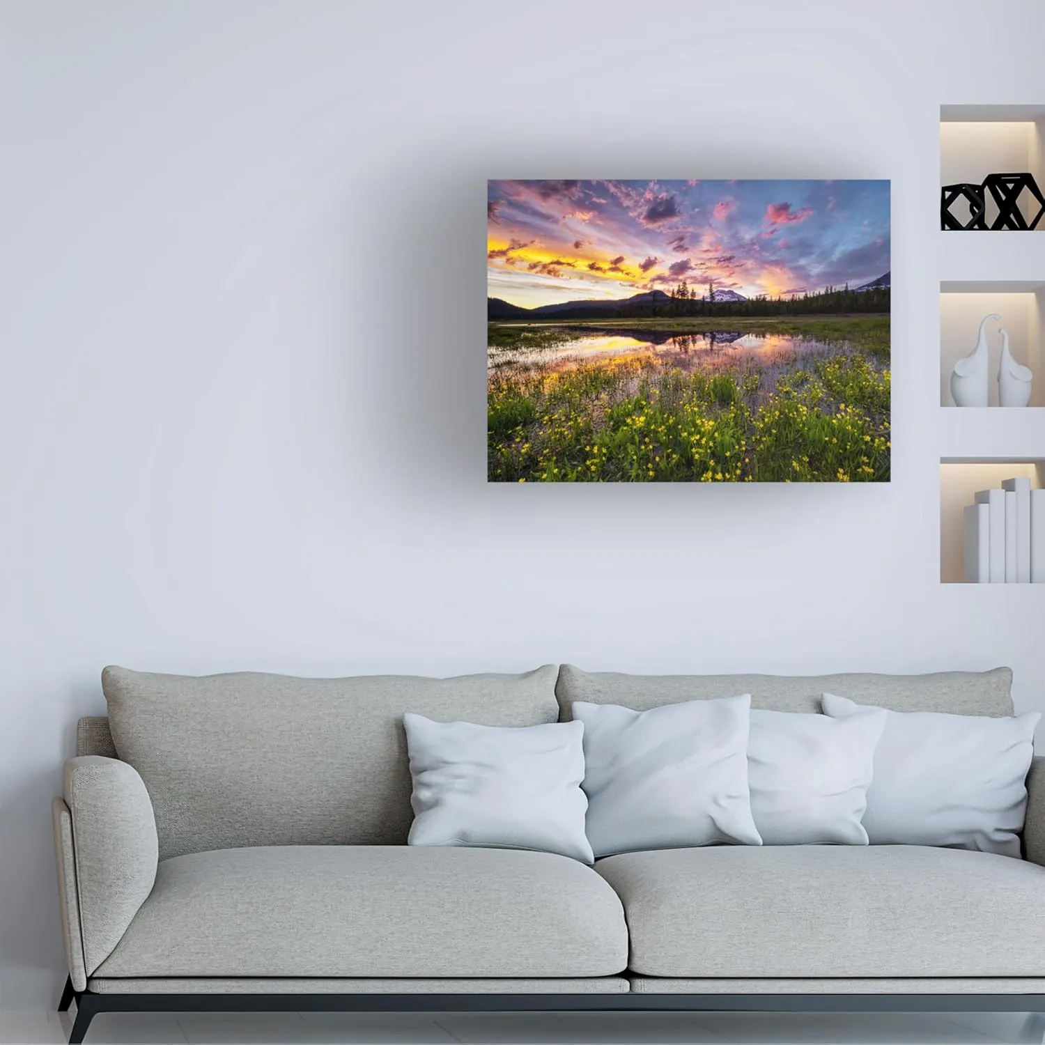 Trademark Fine Art Canvas Wall Art - Dennis Frates 'South Sister Mountain And Sarks Lake' Wall Art for Living Room, Bedroom, or Office Décor