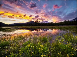 Trademark Fine Art Canvas Wall Art - Dennis Frates 'South Sister Mountain And Sarks Lake' Wall Art for Living Room, Bedroom, or Office Décor