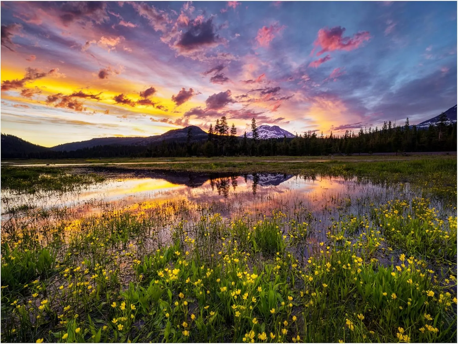 Trademark Fine Art Canvas Wall Art - Dennis Frates 'South Sister Mountain And Sarks Lake' Wall Art for Living Room, Bedroom, or Office Décor