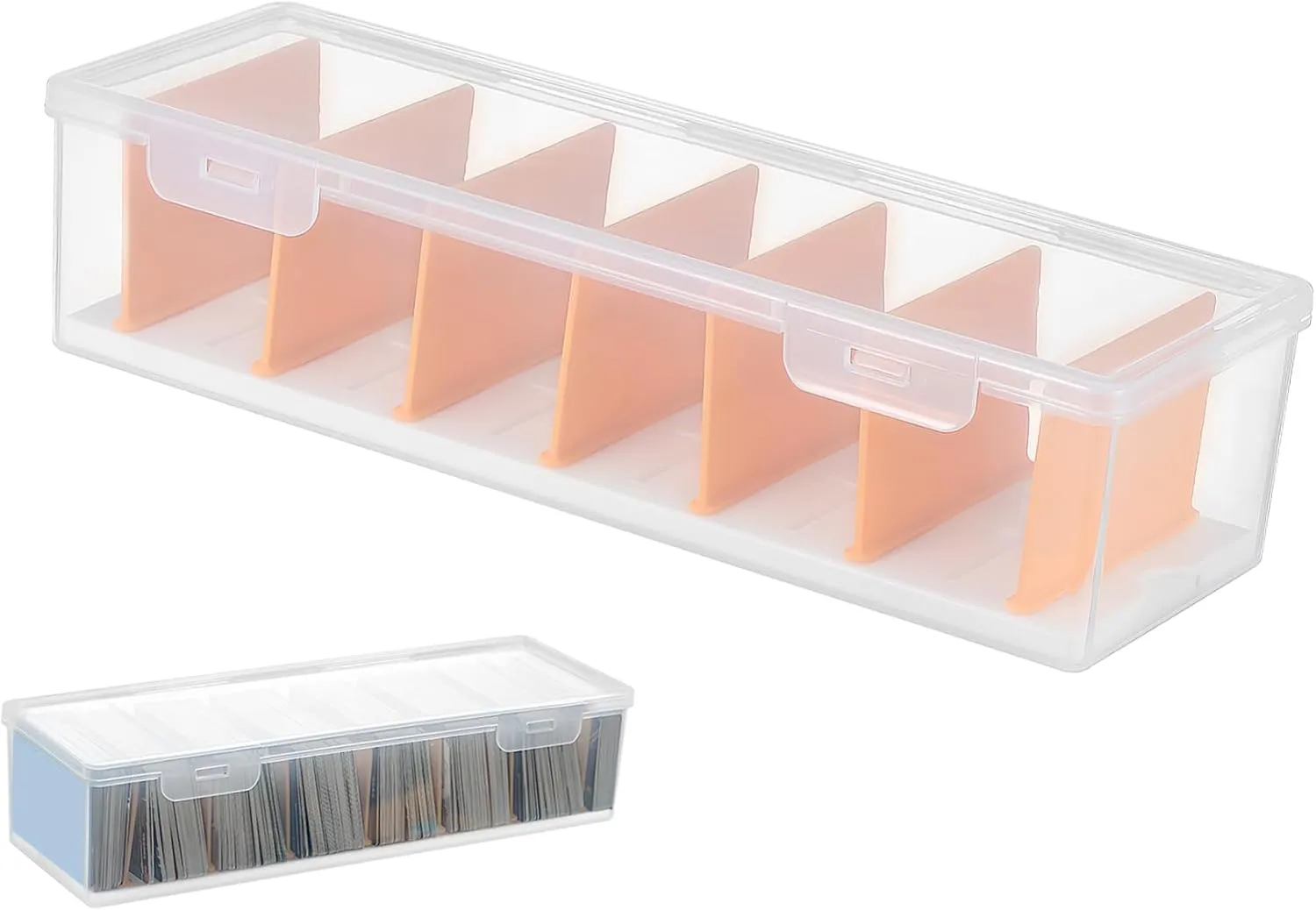Trading Card Organizer Box with Dividers Card Collector Case for Sports Trading and Business Cards Secure Storage with Tight Sealing Lid Transparent Design
