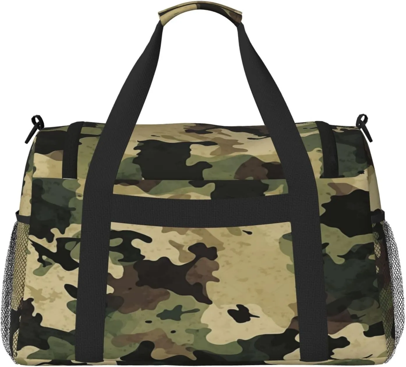 Travel Duffel Bag For Men Women, Army Brown Camouflage Pattern Carry On Sport Gym Bag With Shoulder Strap Lightweight Waterproof Weekender Bag Overnight Bag