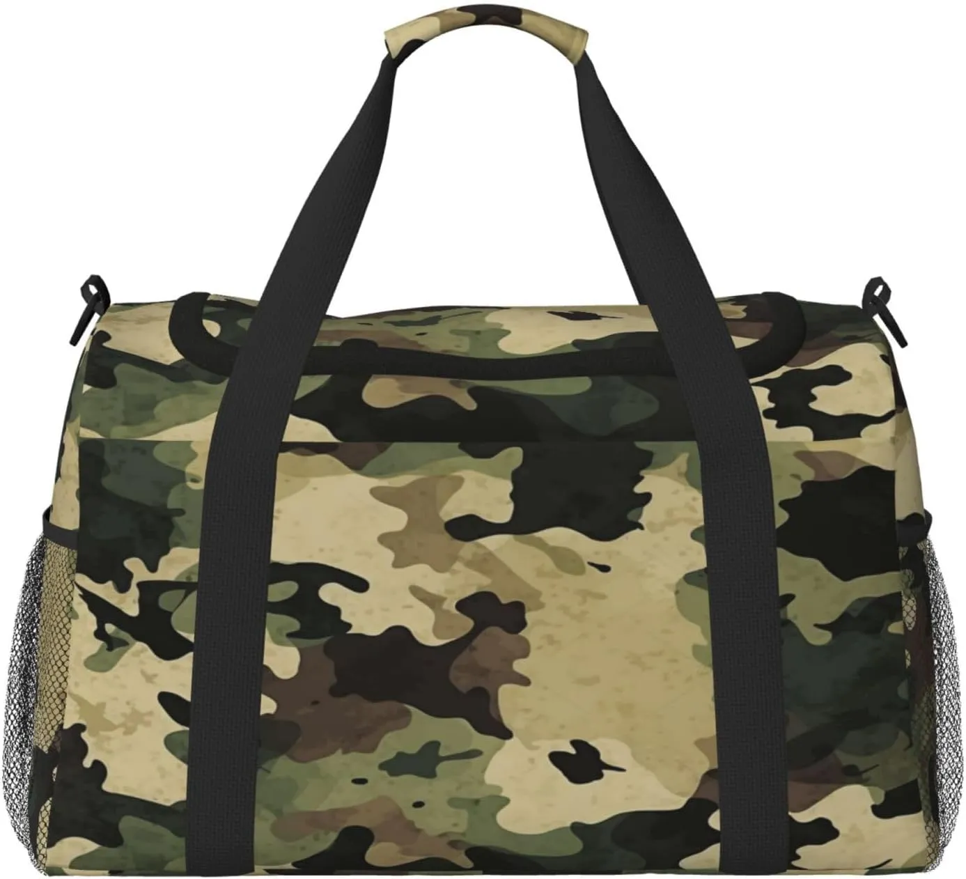Travel Duffel Bag For Men Women, Army Brown Camouflage Pattern Carry On Sport Gym Bag With Shoulder Strap Lightweight Waterproof Weekender Bag Overnight Bag