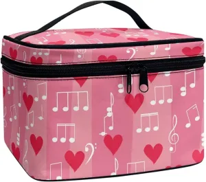 Travel Makeup Bag for Women Cute Small Make Up Bags Teen Cosmetic Bag Toiletry Organizer Pouch Portable Zipper Cosmetic Skincare Case, Note of Love