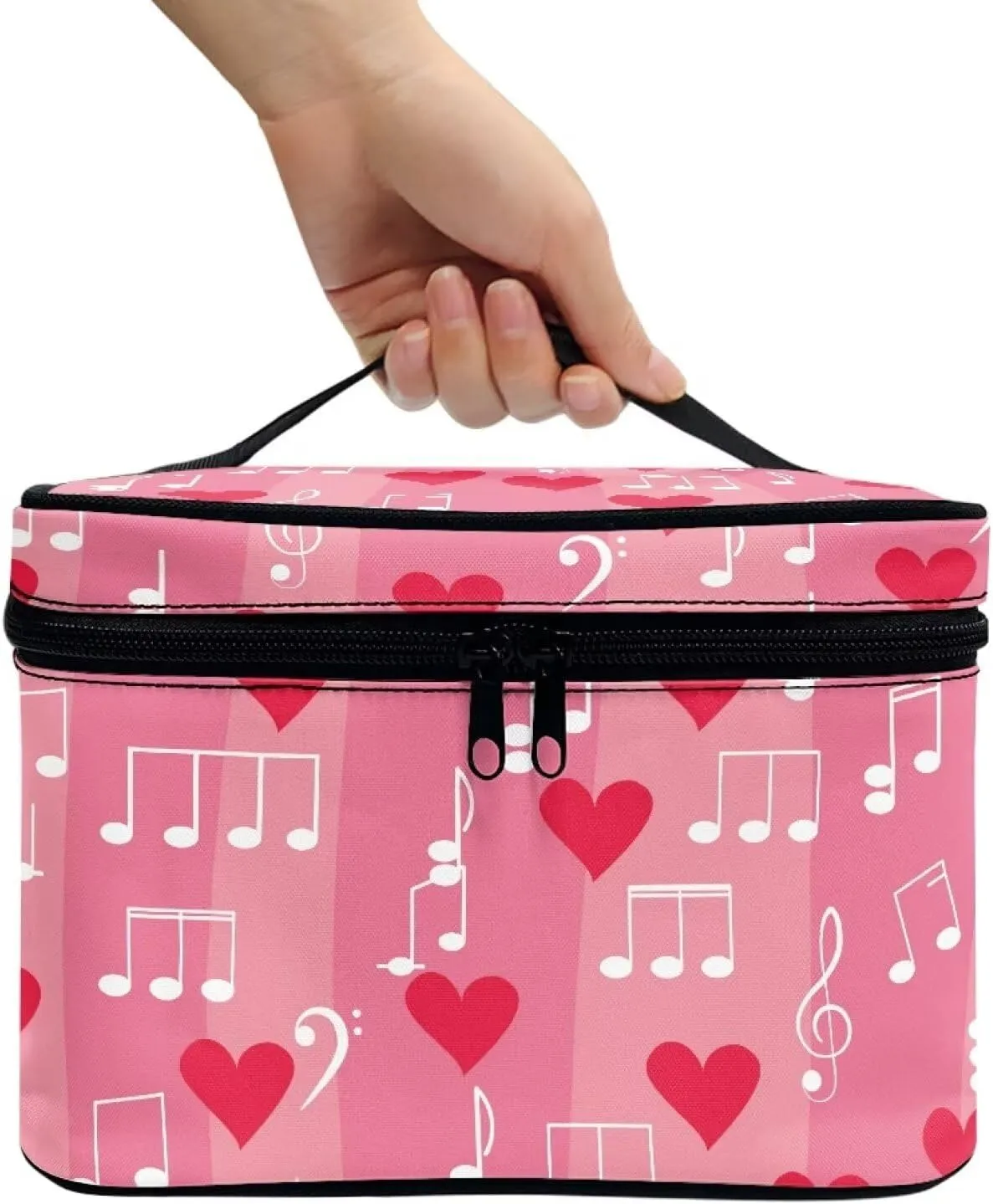 Travel Makeup Bag for Women Cute Small Make Up Bags Teen Cosmetic Bag Toiletry Organizer Pouch Portable Zipper Cosmetic Skincare Case, Note of Love