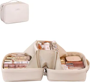 Travel Makeup Bag, Portable Cosmetic Organizer for Women, Waterproof with Multi-Compartment Design, for Toiletries, Brushes, Travel Essentials