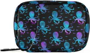 Travel Pill Organizer Bag Weekly Pill Organizer Case Gradient Octopus Fish Portable Small Daily Pill Boxes for Vitamin Fish Oils Supplement Holder with Zipper Compact Size