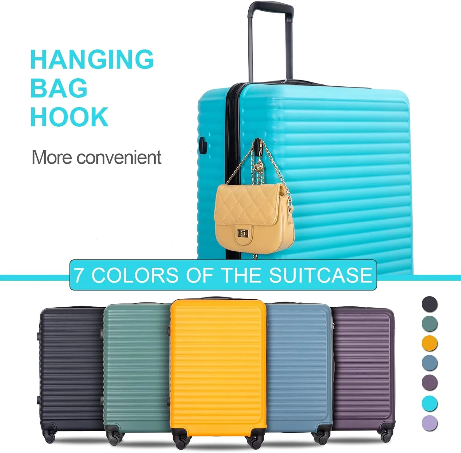 Travelhouse TravelhouseLuggageSets3PieceWear-ResistanceHardshellSpinnerWheelsSuitcaseSetswithTsaLock20/24/28TravelLuggagesClearanceLightweight