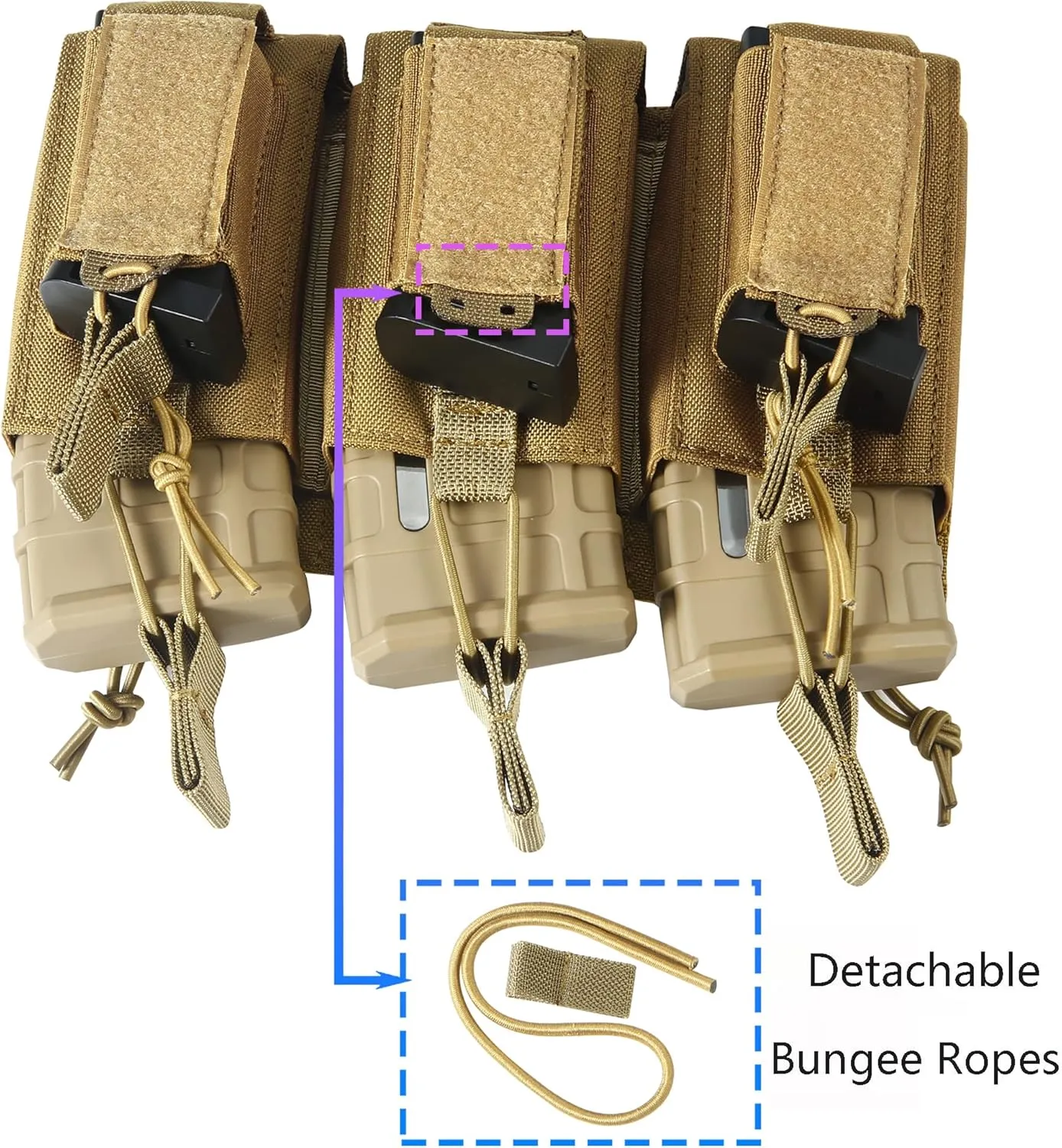 Triple Mag Pouch Open-Top Rifle Mag Pouches and Pistol Magazine Pouches for M4 M16 AK Molle Backpack Airsoft Military Gear