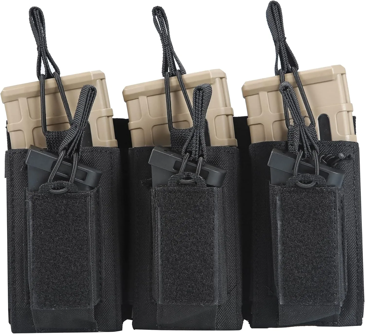 Triple Mag Pouch Open-Top Rifle Mag Pouches and Pistol Magazine Pouches for M4 M16 AK Molle Backpack Airsoft Military Gear