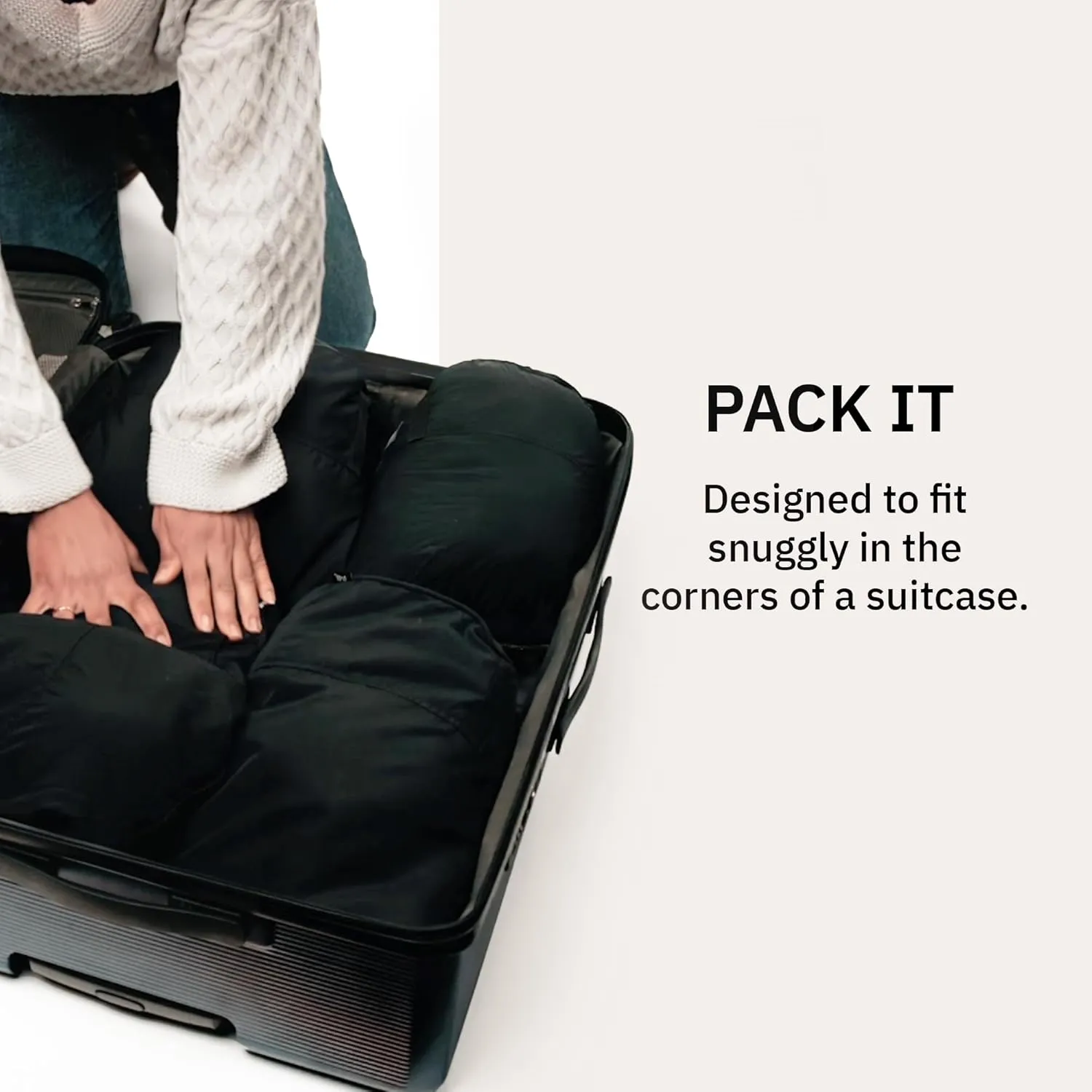 trtl Packing Pods, Black - Packing Cubes for Travel - Compression Packing Cube with Water Resistant Fabric - Comes with 3 Cube Sizes (Small, Medium, Large) - 3 Pack