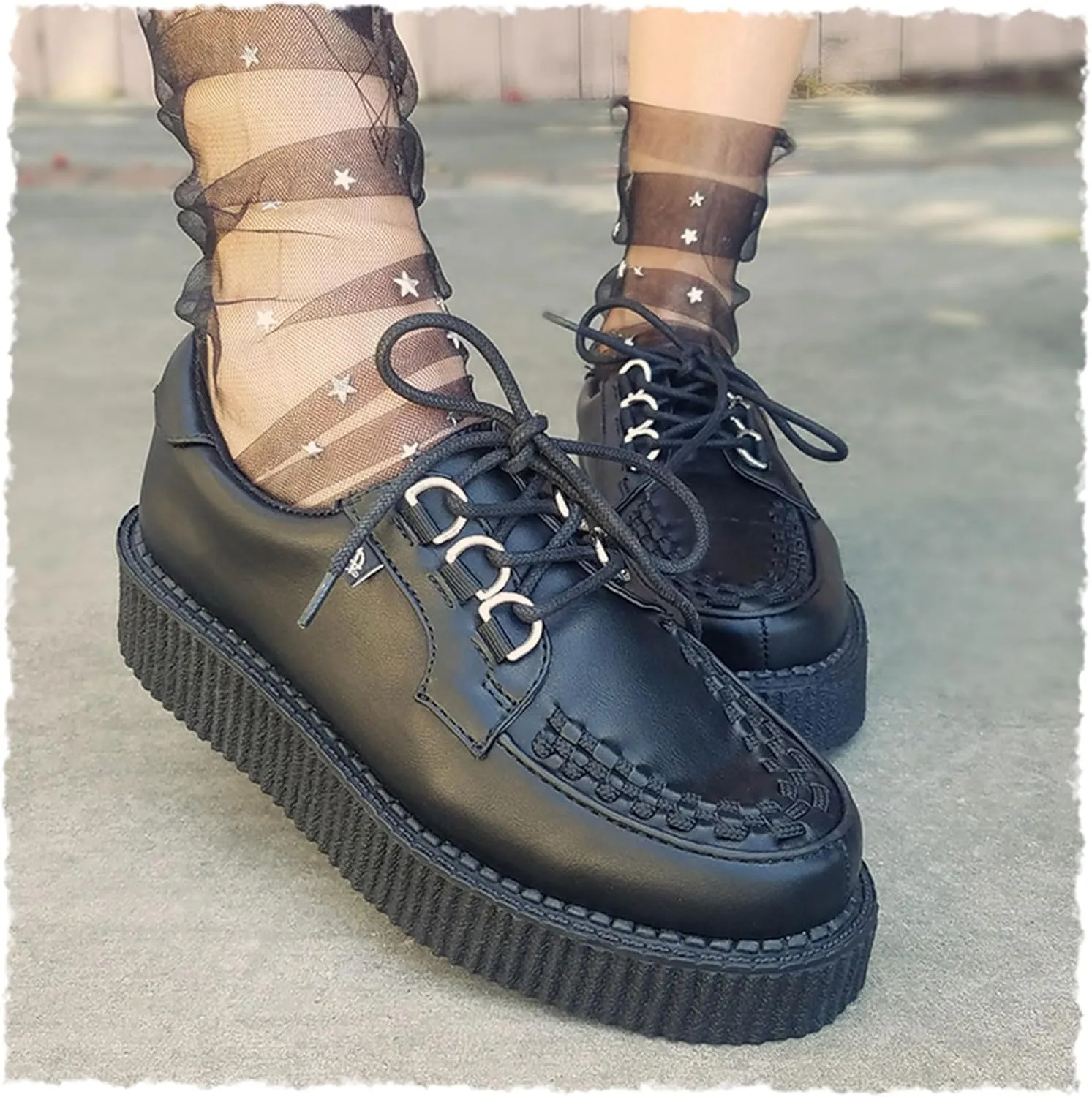 T.U.K. Black Anarchic Creeper Shoes for Women and Men