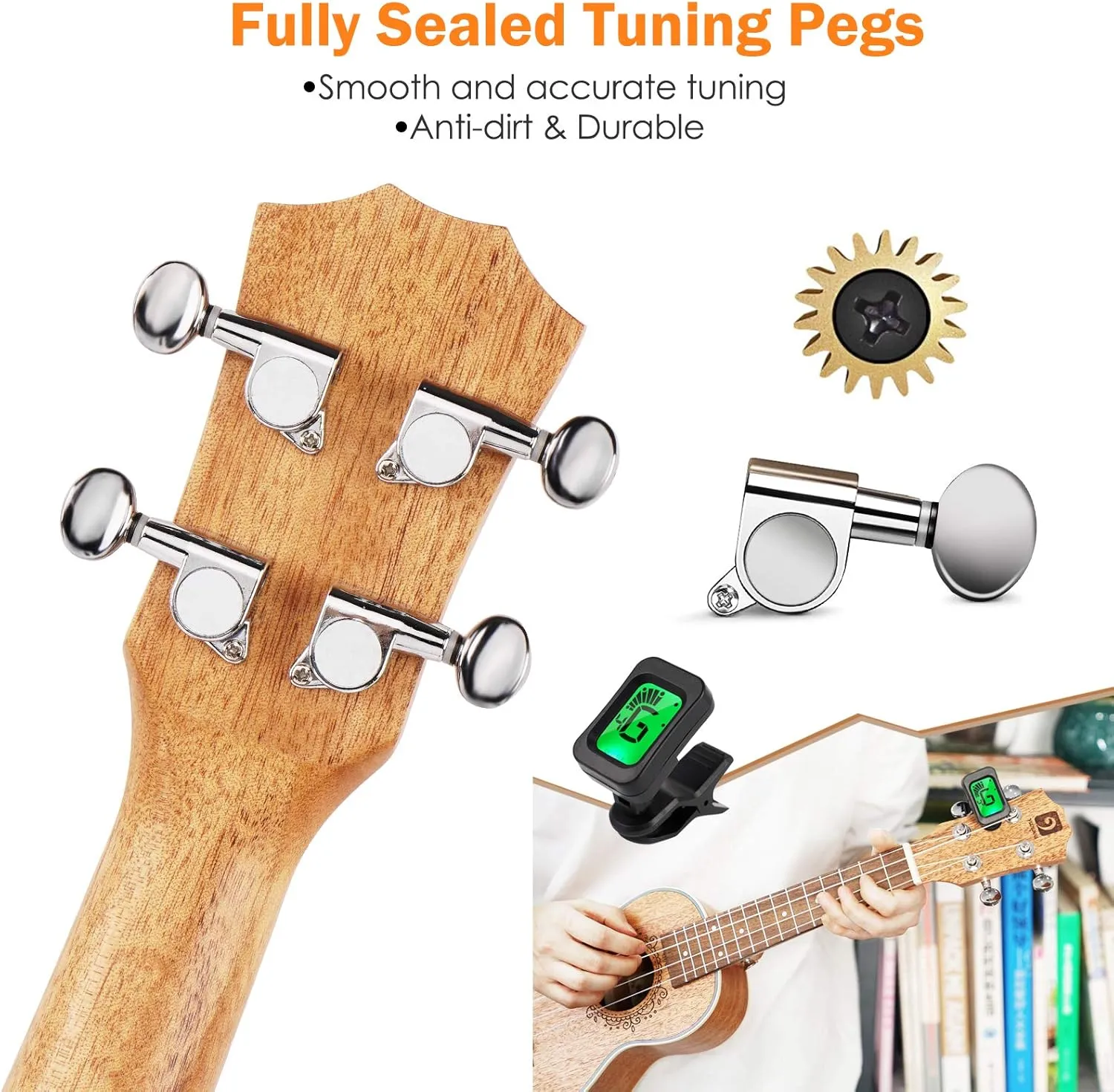 Ukulele Soprano Mahogany 21 Inch Professional Acoustic Ukelele Four String Wooden Hawaiian Uke Beginner Kit for Kids Students Starter Kit, by Vangoa