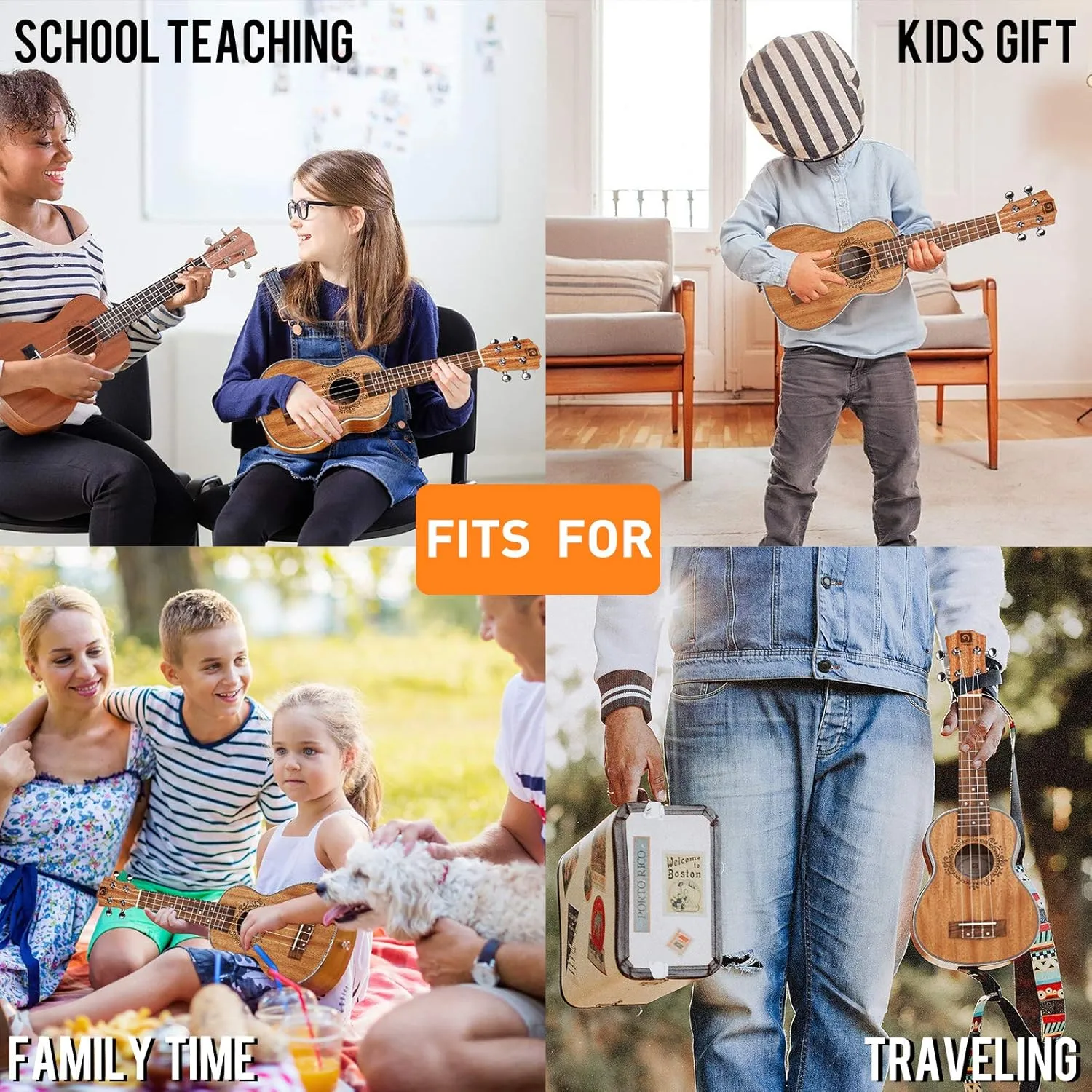 Ukulele Soprano Mahogany 21 Inch Professional Acoustic Ukelele Four String Wooden Hawaiian Uke Beginner Kit for Kids Students Starter Kit, by Vangoa
