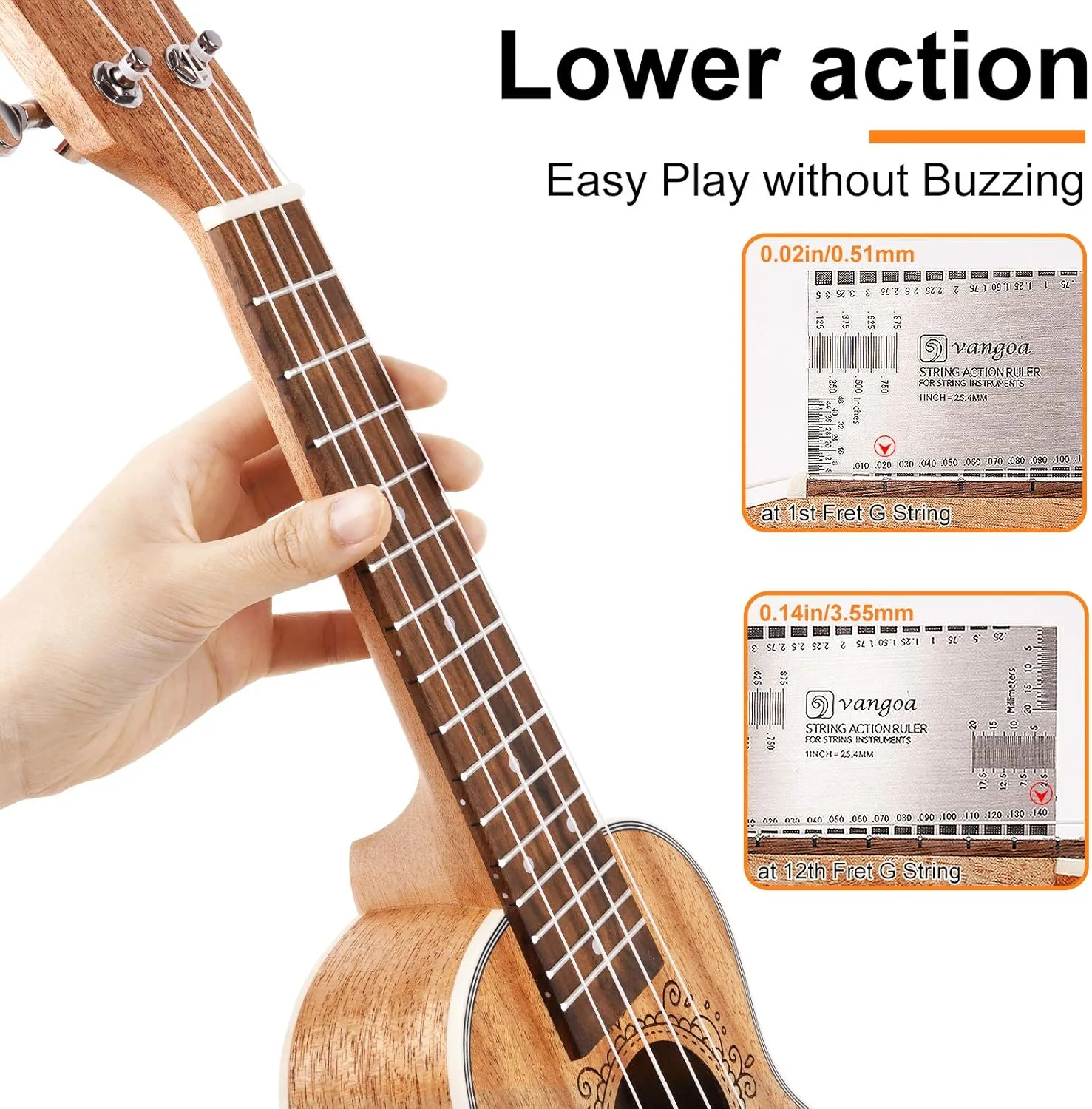 Ukulele Soprano Mahogany 21 Inch Professional Acoustic Ukelele Four String Wooden Hawaiian Uke Beginner Kit for Kids Students Starter Kit, by Vangoa